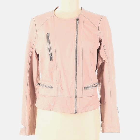 💕 Slate & Willow Pink Leather Moto Jacket – Blush Biker Chic Size M 🏍️✨